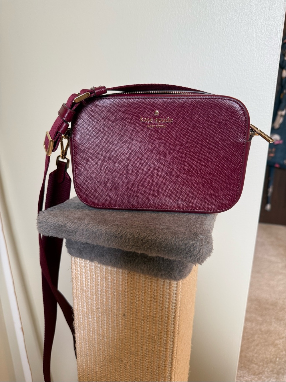 Kate Spade Burgundy Crossbody Camera Bag
